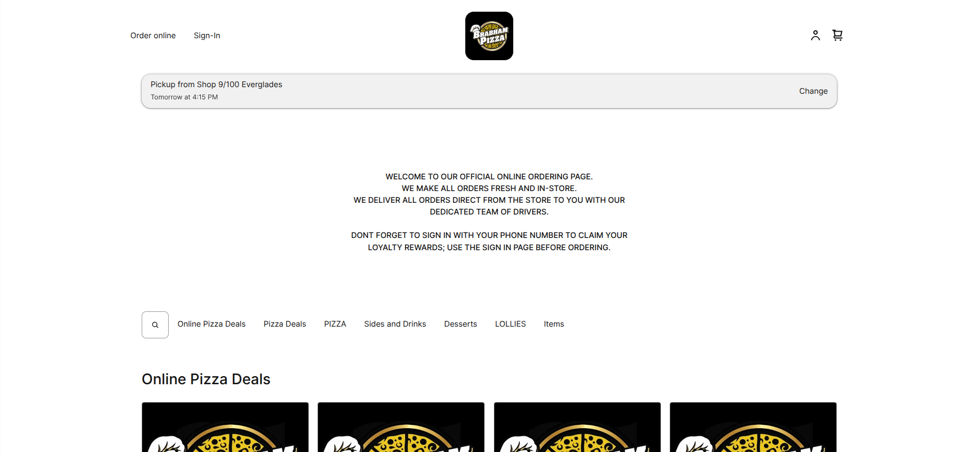 Custom marketing website for Brabham Pizza in Perth