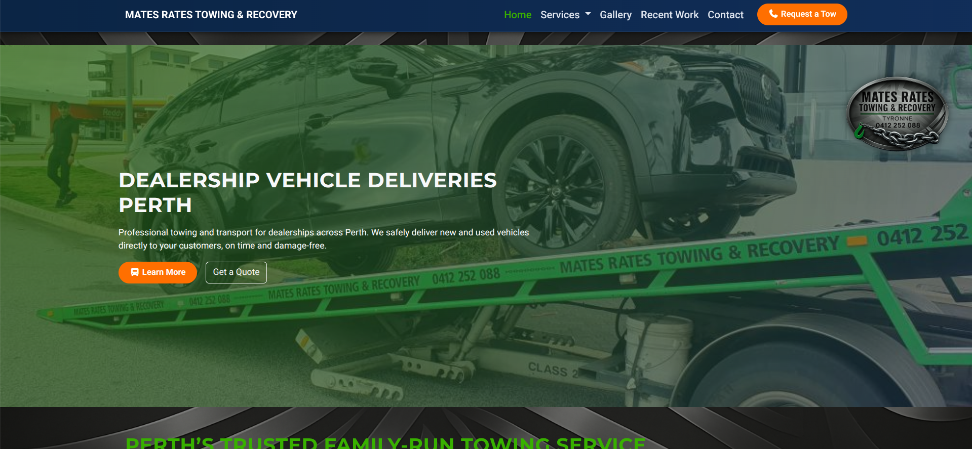 Service website for Mates Rates Towing Perth with gallery and SEO