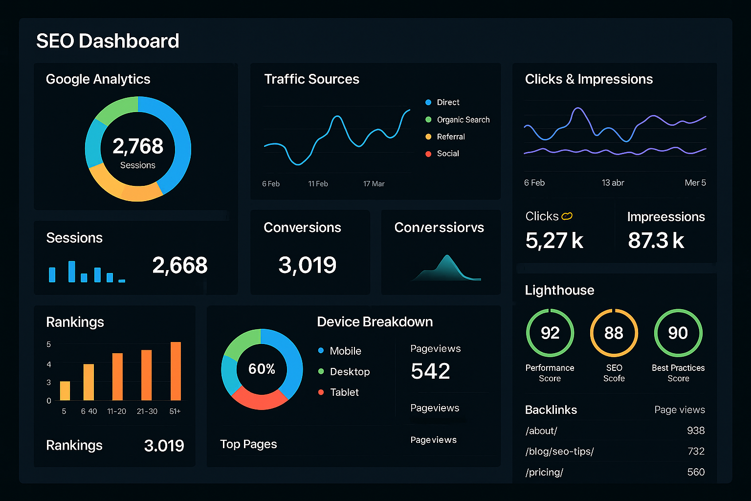 SEO dashboard